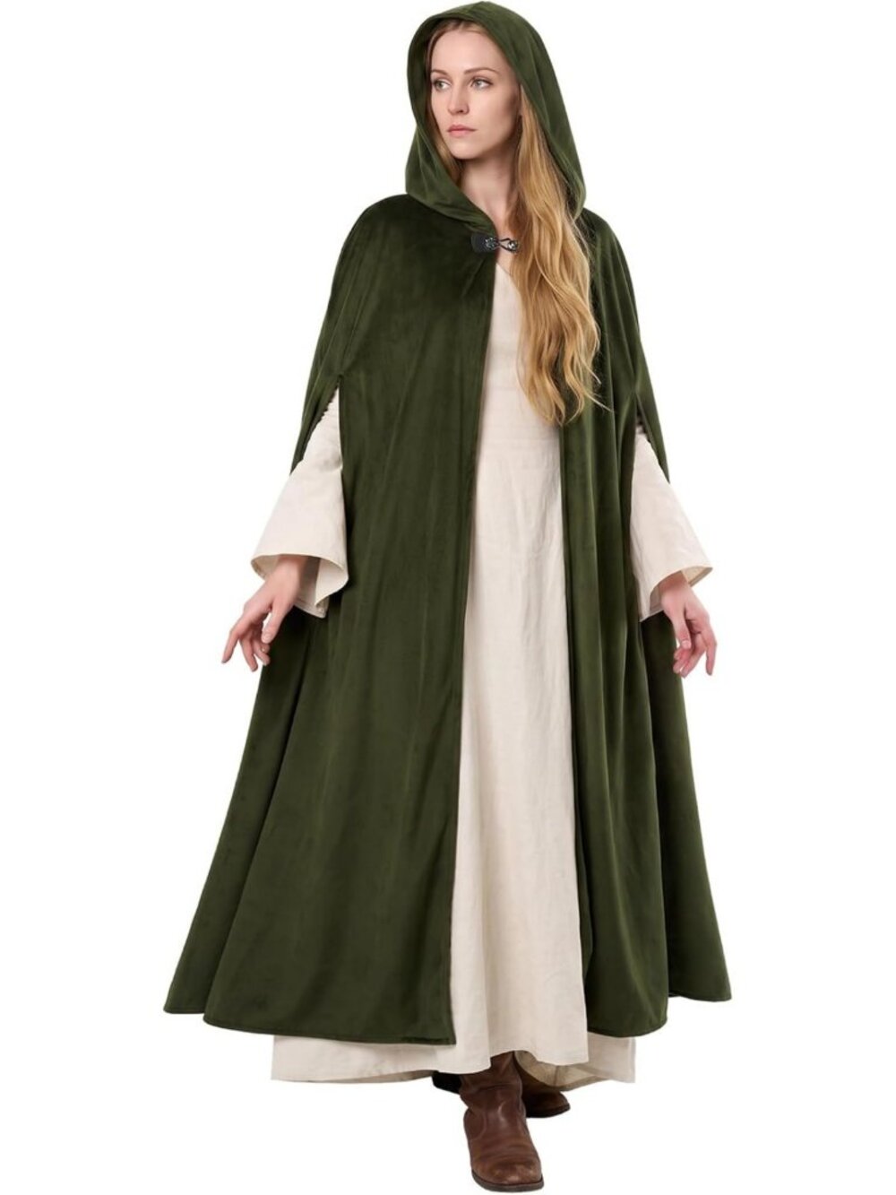 Hooded Velvet Cloak Cape for Medieval Costume, Witch Outfit, Ren Faire Attire